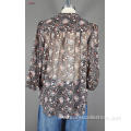 Ladie's chiffon print long sleeve shirt